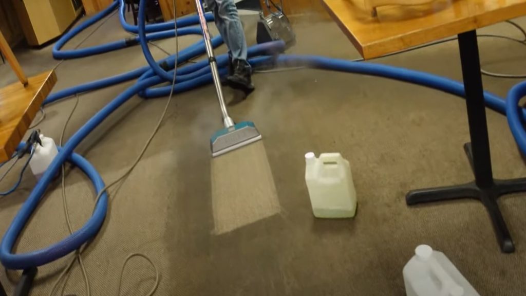 Hot water extraction for a dirty restaurant carpet